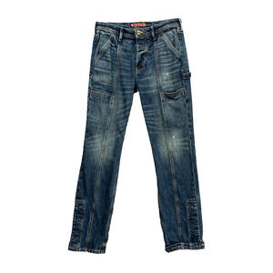 Vayder Jeans Mens 30 Blue Carpenter Straight Paint Splatter Utility Pockets